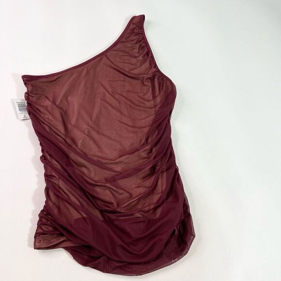 Torrid Shirt Womens 3x One Shoulder Mesh Foxy Top Contrast Lining Sleeveless New - Picture 8 of 8